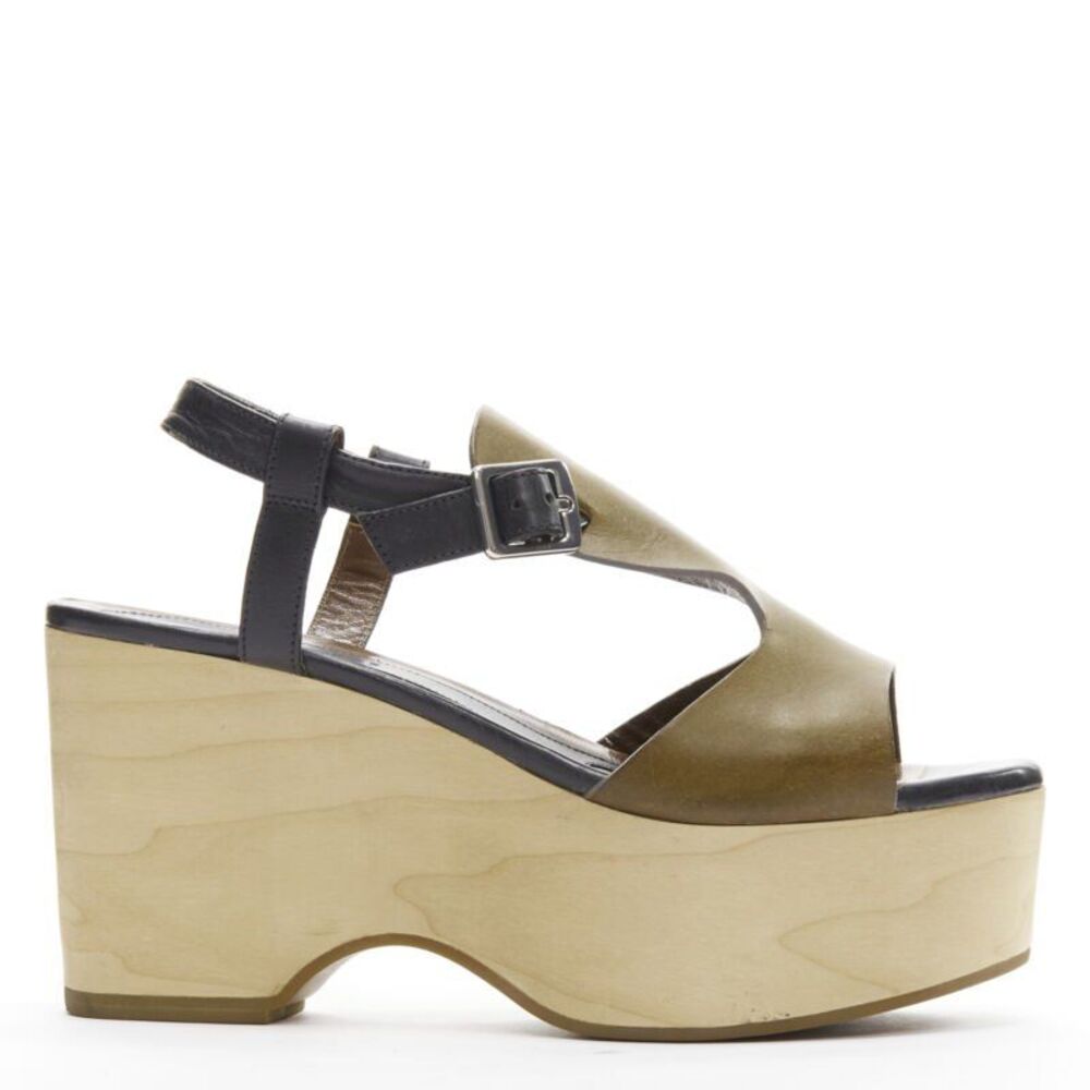 Marni Wooden Platform Wedged Sandals